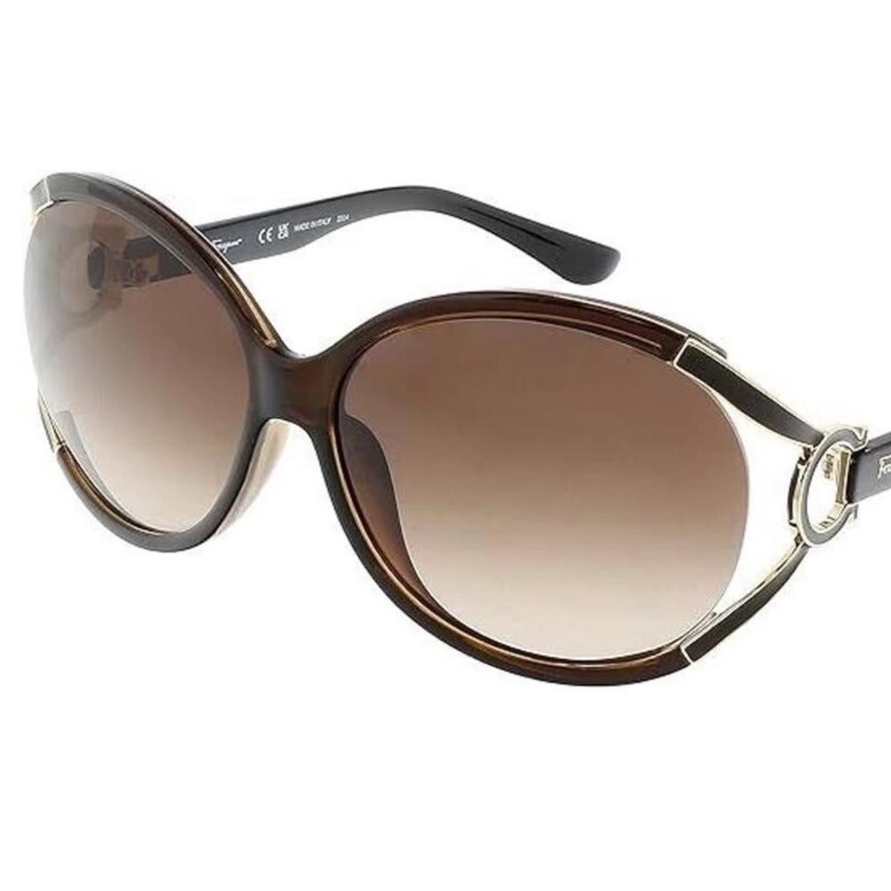 NEW FERRAGAMO SUNGLASSES SF600S BLACK/GOLD